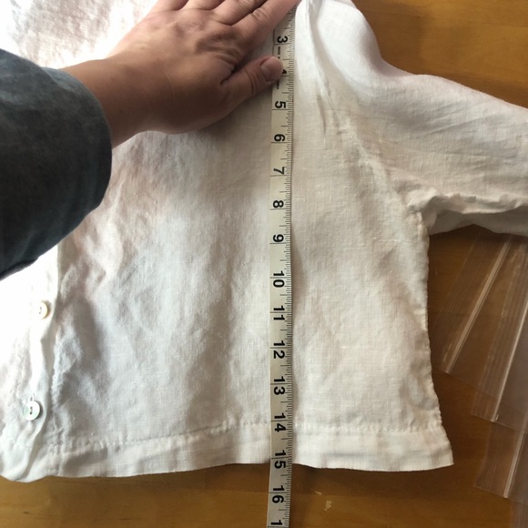 Cropped Button Down Boxy Top Women’s M/L White Linen Coastal Casual Minimalist - Picture 7 of 7